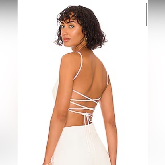 Anna Nata REVOLVE lace back white linen top size small - Picture 1 of 6